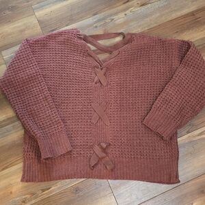 Moral Fiber knit sweater lace-up back (large)